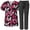 Ruby Butterfly/Black, variant on Women Scrubs V-neck Print Top and Multi-pocket Scrubs Pants Combo