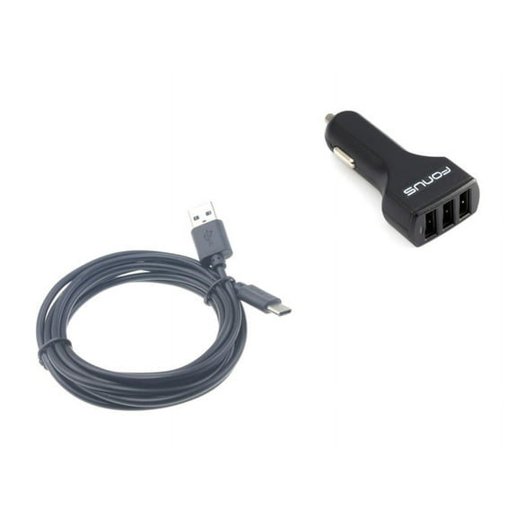 36W Car Charger for Galaxy Note 20/Ultra/10/Plus - 3-Port USB 4.8A Type-C Cable 6ft Power Adapter Q7D Compatible With Samsung Galaxy Note 20/Ultra/10/Plus