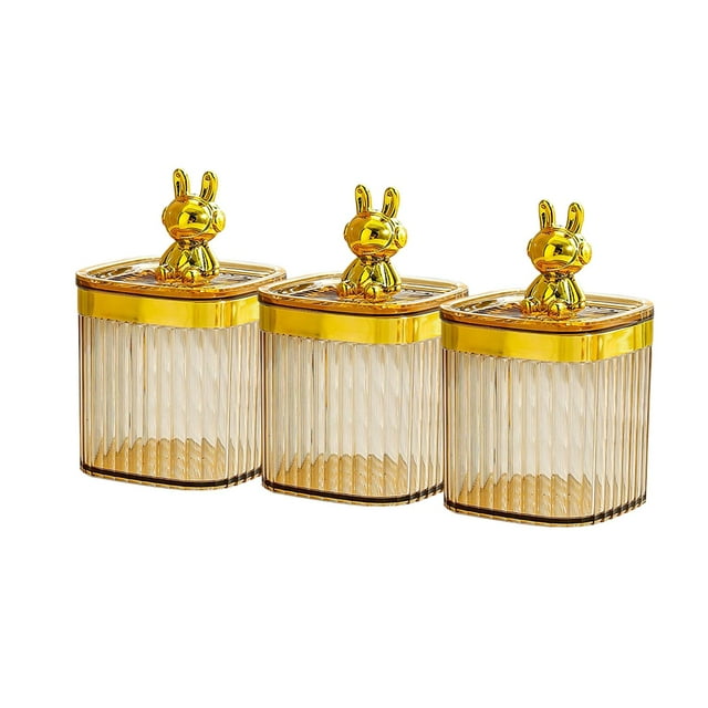 Caja para palillos de dientes, recipiente para baño, organizador de cosméticos, soporte para almohadillas de algodón, dispensador de soporte Qtip para ámbar