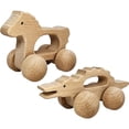 thumbnail image 1 of ¡La aventura te espera! Juego de juguetes de sonajero de animales de madera para niños pequeños y preescolares | Caballo y cocodrilo con ruedas para empujar y tirar del coche 2 unidades, 1 of 3