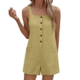 thumbnail image 3 of cfhntfmh Summer Rompers for Women Casual Loose Fit Shorts Square Neck Sleeveless Button Jumpsuits Summer Vacation Clothes, 3 of 6