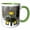 Green/White, variant on 3drose, Christmas Decorated Holiday Lamppost Lanterns Winter Snow Background, 11oz Magic Transforming Mug