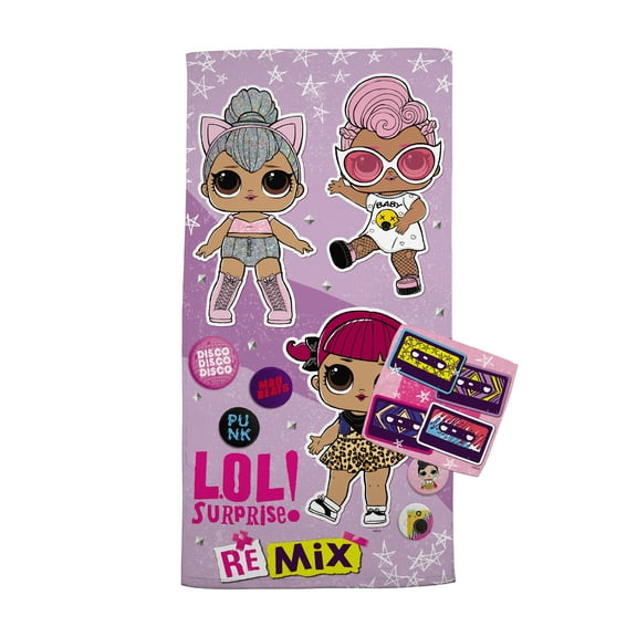 L.O.L Surprise! Kids Bath Towel and Wash Cloth, 2-Piece Set, Cotton, Purple. MGA