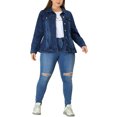 thumbnail image 2 of DARING DIVA Women's Plus Size Button Washed Front Loose Jean Jacket 6X Dark Blue, 2 of 6