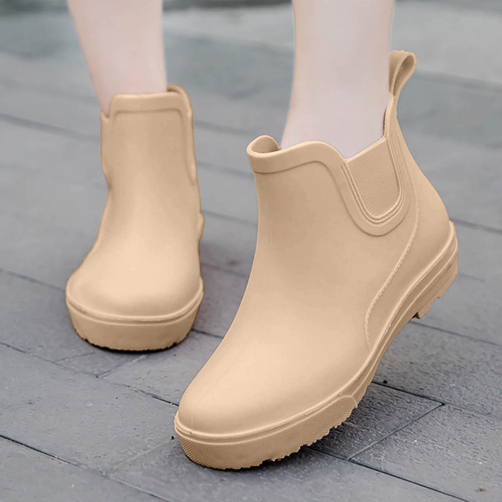 IUJSOY Rain Boots Women Ankle Booties Ladies Waterproof Spring Wide Calf Non-Slip Garden Boot