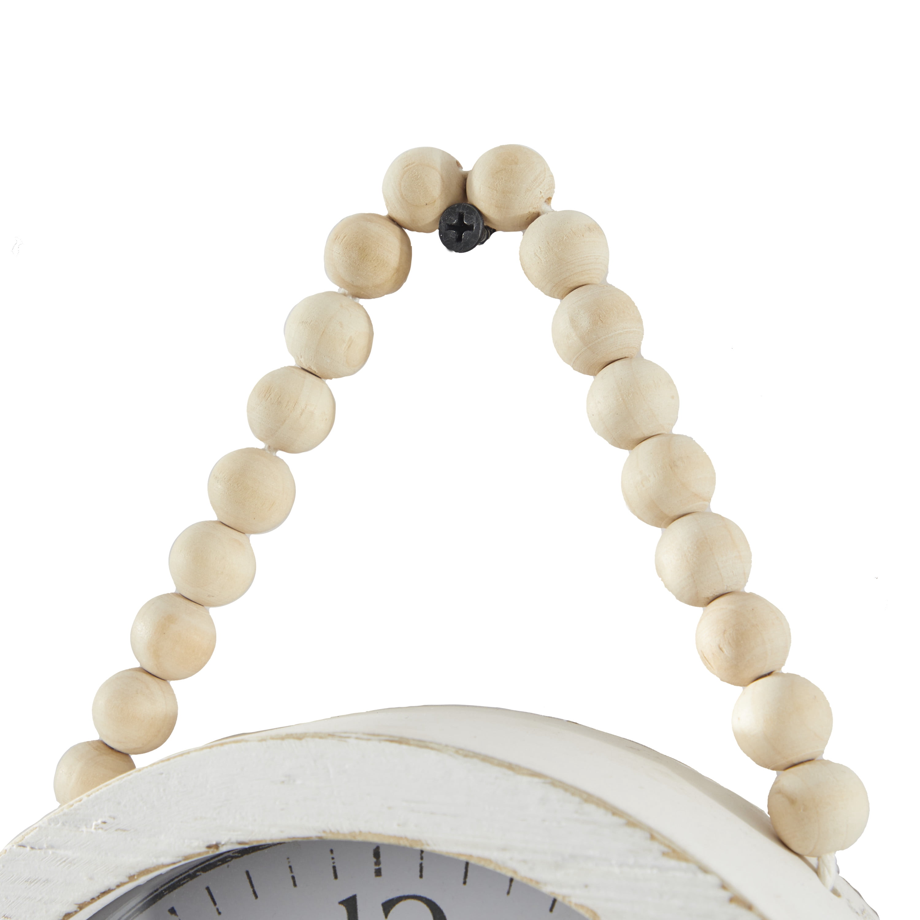 DecMode 7"W, 10"H White Wood Wall Clock with Rope Strap (3 Count)