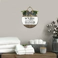 thumbnail image 3 of Eveokoki 11" Wash Your Hands No Seriously Restroom Signs for Front Door Farmhouse ，Rustic Round Wooden Hanging Wreaths for Toilet Bathroom Wash Room Housewarming Gift Decoration Indoor Wall Decor, 3 of 5