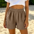 thumbnail image 4 of Hurxie Women's Sweat Shorts Casual Drawstring Shorts Comfy High Waisted Workout Lounge Shorts with Pockets Khaki,S, 4 of 7