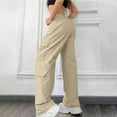 thumbnail image 2 of Frostluinai Cargo Pants Women High Waisted Casual Baggy Stretchy Wide Leg Y2K Streetwear Tousers Solid Straight Leg Pants with Pockets, 2 of 9
