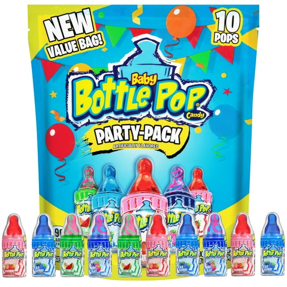 Baby Bottle Pop Candy MFF30 Lollipops Variety Party Pack - 10 Count Suckers w/ Powdered Dip in Assorted Fruity Flavors - Bulk Candy for Party Favors, Goodie Bags, Birthdays, Baby Showers