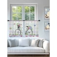 thumbnail image 4 of Sheer Curtains 54 Inch Length 2 Panels Set for Kitchen, Spring Semi Sheer Curtains for Windows, Bicycles Botanical Leaves Rose Colorful Stripes Voile Window Treatments Rod Pocket Curtain, 4 of 7