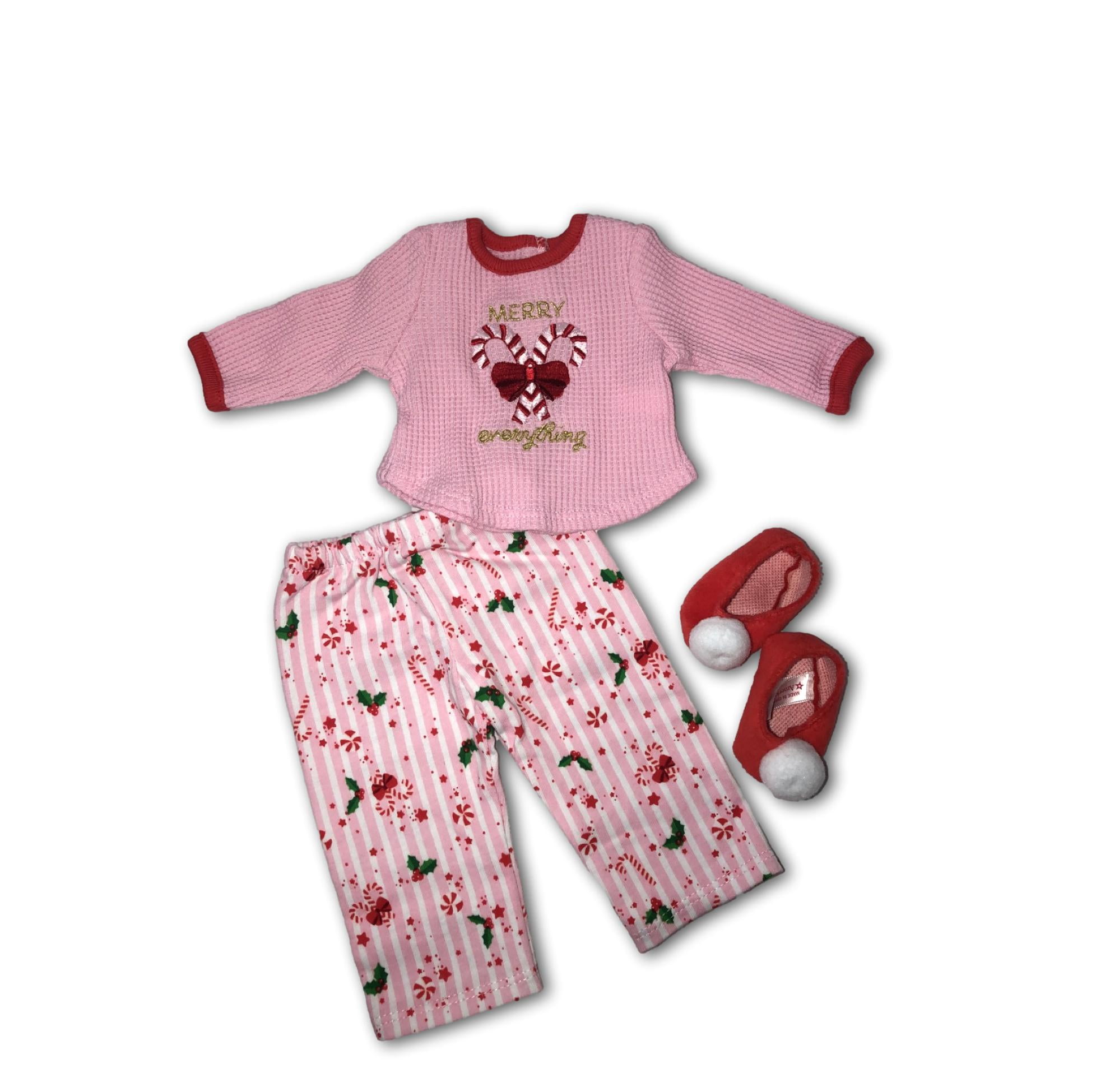American Girl Truly Me Merry Everything PJs for 18-inch Dolls, 6+, Waffle-Knit Red, 3 Pieces