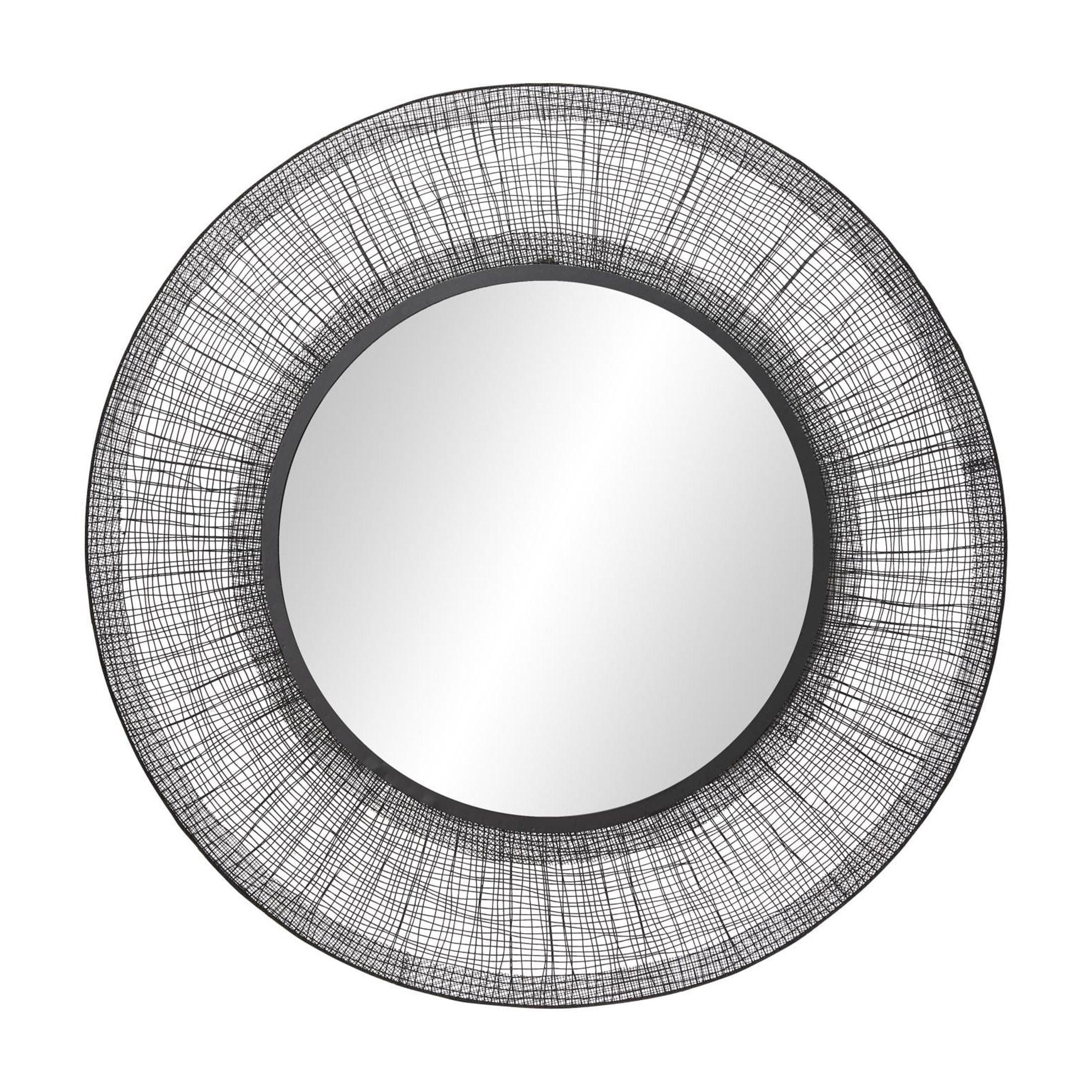 DecMode 40" x 40" Black Wire Mesh Abstract Wall Mirror