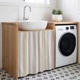 thumbnail image 3 of Vintage Striped Cabinet Curtains for Kitchen 35"Wx35"L, Purple Khaki Vertical Ticking Stripes French Country Laundry Sink Cabinets Magic Tape Short Curtain Privacy Panel for Bathroom Vanity Cabinets, 3 of 9