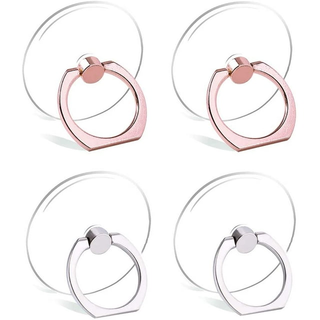 Support de Bague pour Téléphone Cellulaire, Support de Bague Transparent Rotation à 360° Prise de Bague pour Téléphone Support de Bague pour Doigt 2 Or Rose 2 Argent (Rond)