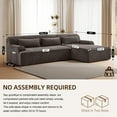 thumbnail image 3 of 102'' L-Shaped Modular Sectional Sofa, Upgraded Chenille Cloud Couch, Comfy Modern Couch with 3 Side Pockets, Scratch-Resistant Pet-Friendly Sofa for Living Room (Brown, Right-Arm Facing), 3 of 9
