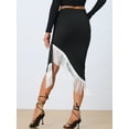 thumbnail image 3 of DARING DIVA Women Asymmetrical Ruched Tie Back Midi Bodycon Skirt L Black, 3 of 6