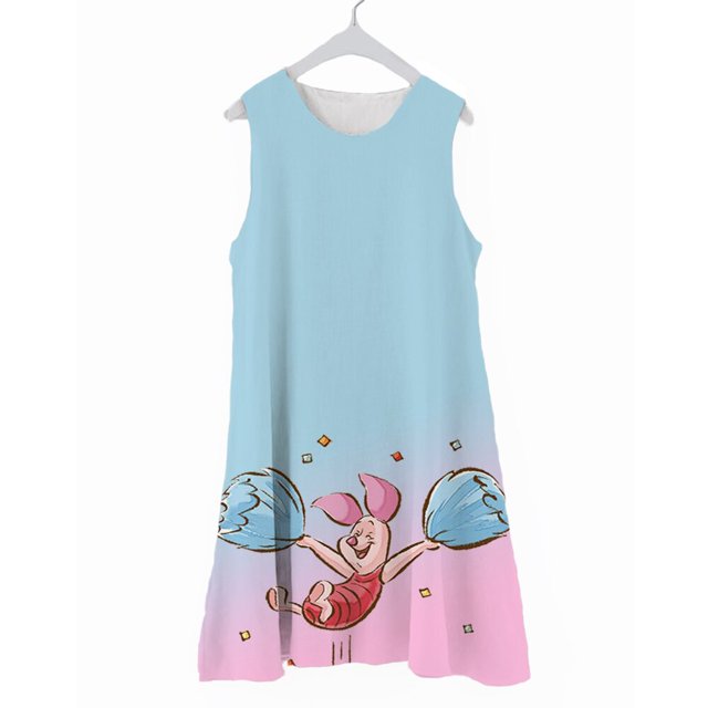 Winnie the Pooh Tigger Piglet Patrón Estilo simple Verano Nuevo Vestido para niñas Vestido corto sin mangas Cómodo Soft Girl Nightdres160 Gao Jinjia LED