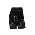 thumbnail image 4 of Qiylii Women's Sexy Lace Bodycon Boned Slim Leggings Slips Zip Up High Waist Letter Print Floral Sheer Mesh Short Pants Clubwear, 4 of 9