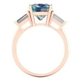 thumbnail image 4 of 3 ct Cushion Cut Blue Moissanite Three-Stone Engagement Ring for Women in 18K Rose Gold, 4 of 5