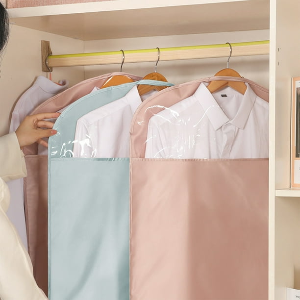 Portatrajes para colgar ropa | Funda de traje grande con cremallera y ventana transparente | Almacenamiento en el armario transpirable, lavable y resistente al polvo | Protector de viaje plegable