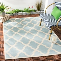 SAFAVIEH Beach House Loraine Trellis Indoor/Outdoor Area Rug Aqua/Cream, 4' x 6'