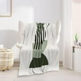 thumbnail image 3 of Abstract Modern Throw Blanket Sage Green Minimalist Mid Century Sun Boho Leaves Aesthetic Soft Warm Bed Bedding Women Blankets for Couch Bedroom Sofa Office Flannel Blanket Gifts 30"x40", 3 of 6