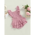 thumbnail image 3 of Bagilaanoe Newborn Baby Girl Rompers Dress Knitting Fly Sleeve Ruffle Bodysuit 3M 6M 12M 24M Infant One Piece Jumpsuit, 3 of 8