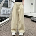 thumbnail image 2 of Plebaso Girls Wide Leg Pants Casual Elastic Waist Thin Pants Plain Lightweight Trousers with Pockets, 2 of 4