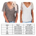 thumbnail image 2 of Womens Summer Eyelash Floral Lace Splicing Short Sleeve Tee Top Sexy Deep V-Neck T-Shirts Casual Loose Blouse Streetwear Black S, 2 of 4