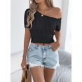 thumbnail image 5 of Dycnvjo Womens Summer Tops Crochet Sweaters Resort Wear Short Sleeve Hollow Out Knit Tops 2025 Beach Coverup Black L, 5 of 8