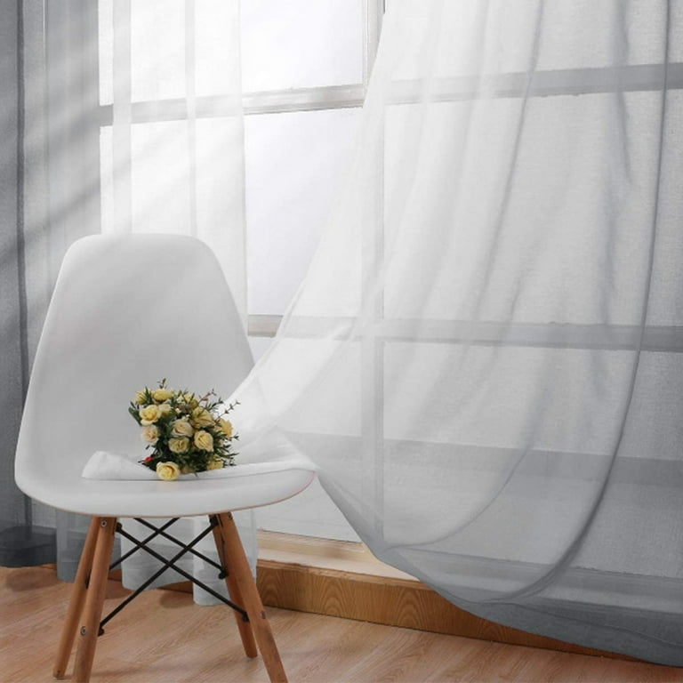 Goory Gray Sheer Curtains 52 x 96 Inches Long for Bedroom 1 Panel