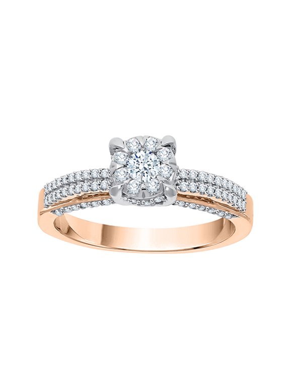 Diamond Engagement Ring in 14K Rose Gold (5/8 cttw) (I-Color, SI3-I1 Clarity) (Size-9)
