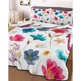 thumbnail image 3 of Quilts Twin Size Bedding Set, Colorful Flowers Lightweight Quilted Comforter, Spring Watercolor Floral Plant Soft Reversible Bedspread Coverlet with Pillow Covers for All Season, 68" x 86", 3 of 7