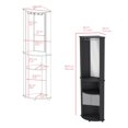 thumbnail image 4 of Chicago 75" H Mirrored Corner Bar Cabinet, With Glass Doors, Two Shelves and Stemware Black, 4 of 5