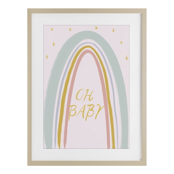 Stupell Industries Oh Baby Rainbow Birch Framed Print Under Glass, design by Lucille Price