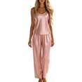 thumbnail image 2 of Taqqpue Women Satin Pajama Sets Under 10 2 Piece Pjs V Neck Camisole Top with Long Pants Silky Sleepwear Loungewear for Ladies Home Wear Comfortable Two Piece Sets Nightwear for Women, 2 of 9
