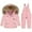 Pink, variant on Zwiiyzr 2024 Toddler Baby Boys Girls Two Piece Snowsuit Winter Thick Warm Hooded Puffer Down Jacket Coat With Ski Bib Sets for 1-6 Years Black