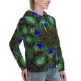 thumbnail image 6 of Lsque Peacock Feathers Pattern Casual Women's Hoodie,Hooded Sweatshirt with Kangaroo Pocket,Pullover Hoodie with Eye-catching Drawstrings-XX-Large, 6 of 7