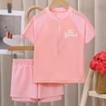 thumbnail image 5 of RUTAYY Girls Swimwear Summer Short Sleeve Prints Swimwear Beach Swimsuit Bikini Sun Protection Swimwear, Pink, 9-10 Years, 5 of 6