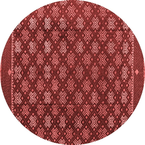 Ahgly Company Indoor Round Abstract Red Modern Area Rugs, 8' Round