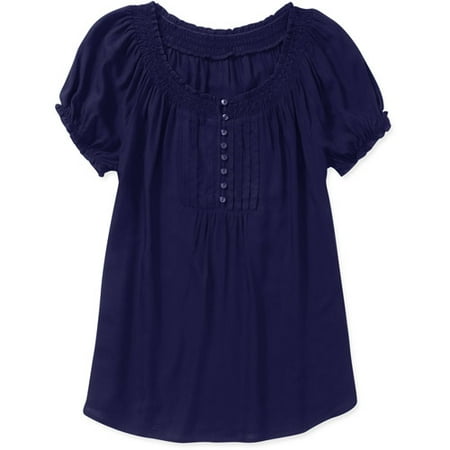 Faded Glory Women's Short Sleeve Peasant Top