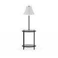 Mainstays Glass End Table Floor Lamp, Matte Black