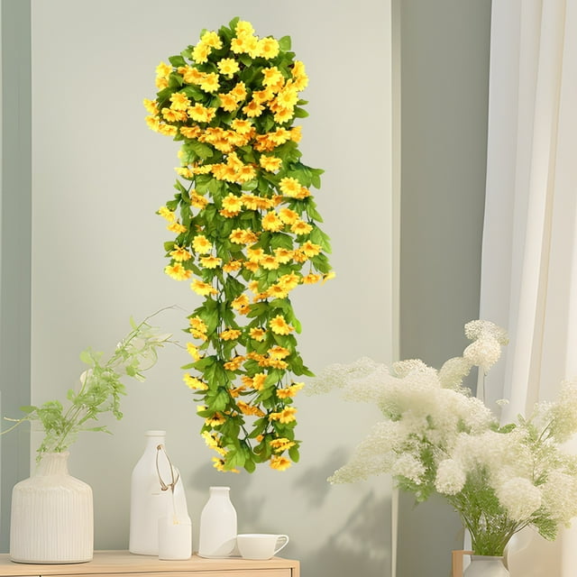 Flores colgantes Decoraciones artificiales Plantas colgantes de seda sintética Flores artificiales colgantes Ramas falsas