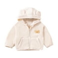 thumbnail image 3 of Winter Fleece Padded Jacket for Boys Girls Toddler 6Mouth-6Years Unisex Children Kids Long Sleeve Hooded Full Zipper Warm Jacket Coat Beige 4 Years, 3 of 10