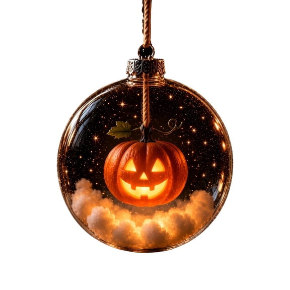 Light Up Halloween Decorations for Spooky Season Displays-3 Inch Hanging Halloween Decor with Jack O Lantern Design,Indoor Party Home Accent,Transparent Globe Style,1 Pack