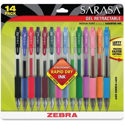 Zebra Pen Sarasa Gel Medium Point Retractable Pens Medium Pen Point - 0.7 mm Pen Point Size - Retractable - Blue Gel-based Ink - Plastic Barrel - 14 / Pack