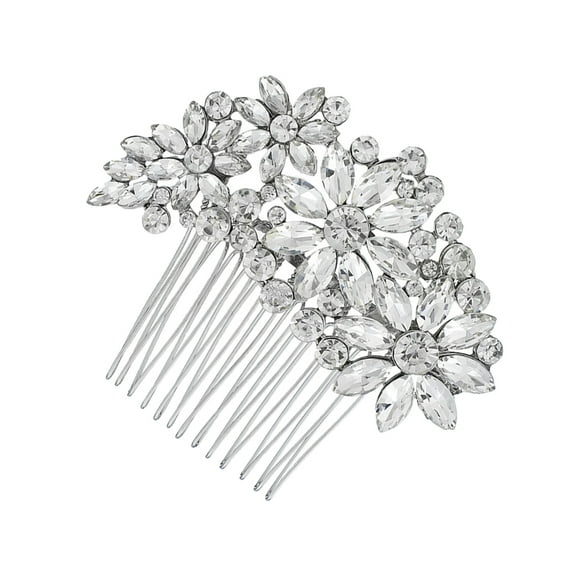 Toyvian Rhinestone Wedding Hair Combs Hair Decoration Elegant Floral for Women and Brides 1Set