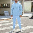 thumbnail image 6 of Fgvctg Mens 2 Piece Outfits Fall Lounge Hoodies Casual Fleece Sweatsuit Comfy Jogger Sweatpants Oversized Sweatshirts Tracksuits with Pockets Light Blue M, 6 of 7