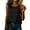 Black, variant on Tank Tops for Women Round Neck Sleeveless Shirts Horizontal Striped Sheer Panels with Side Pockets